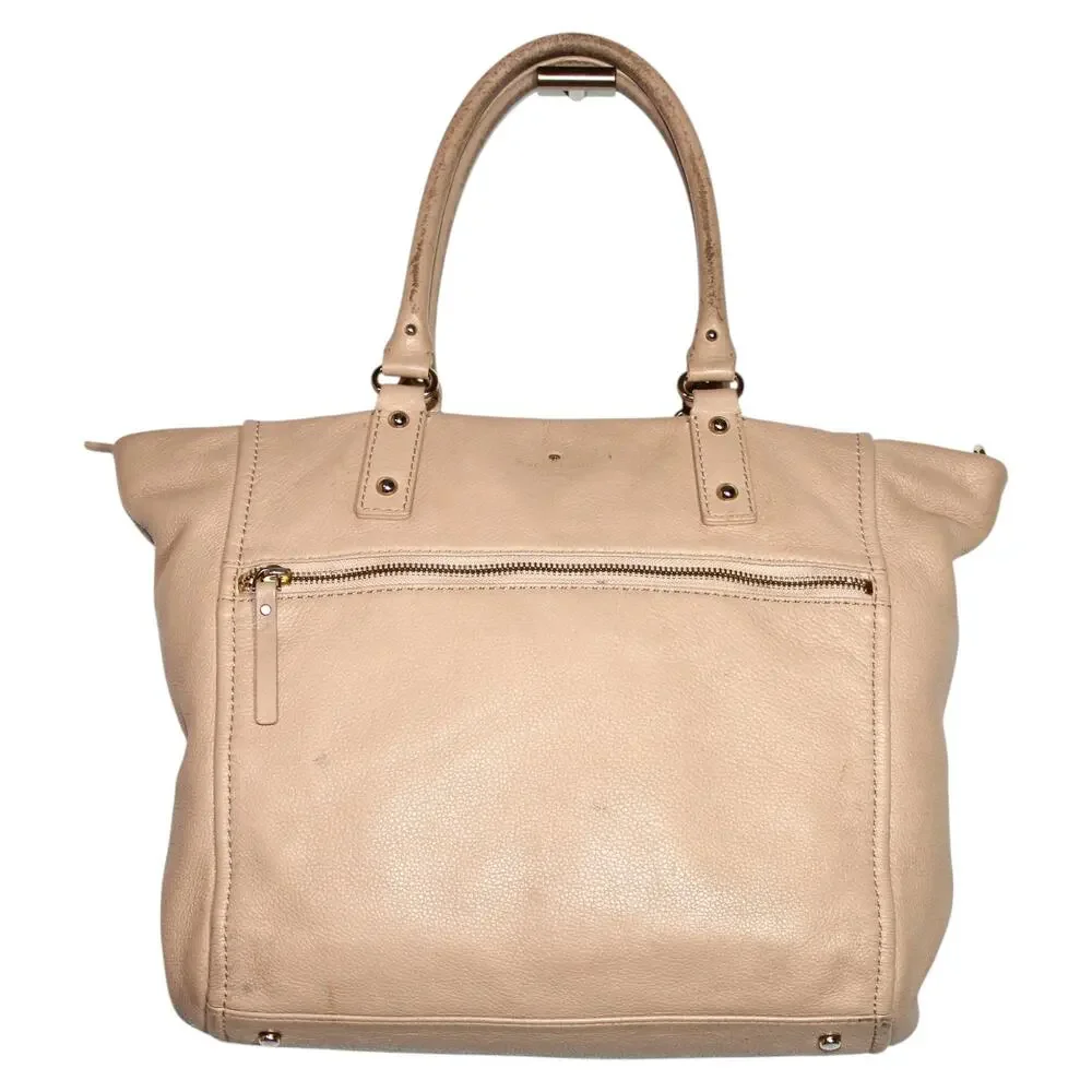 Kate Spade NY Beige Pebbled Leather Tote Satchel